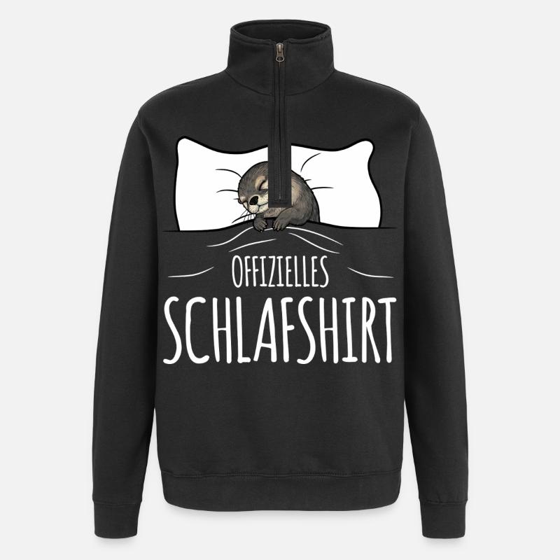 Otter Sleeping Shirt blanc - Sweat à zip 1/4 - noir