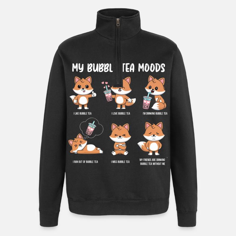 Fuchs Bubble Tea Meme - Quarter-Zip-Sweatshirt - Schwarz