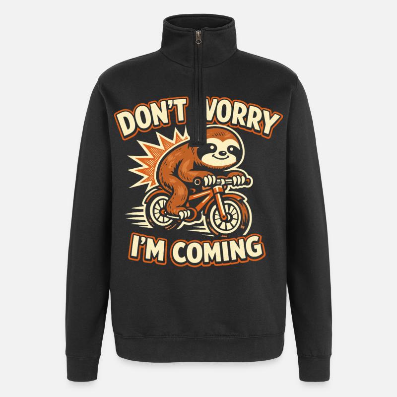 Sloth Bicycle Funny Gift Cute - Quarter-Zip Sweatshirt - black