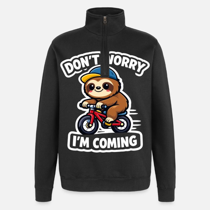 Sloth Kawaii Bicycle Gift Cute - Quarter-Zip Sweatshirt - black