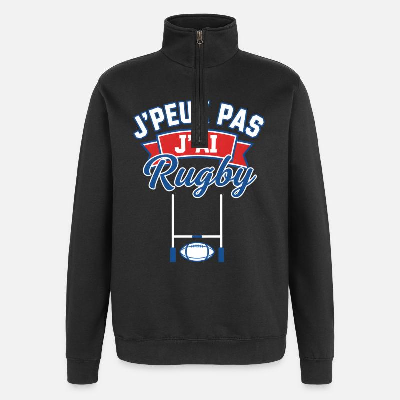 J'peux pas j'ai Rugby - Sweat à zip 1/4 - noir