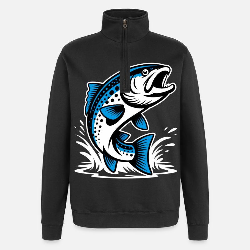 Truite sauteuse - Sweat à zip 1/4 - noir