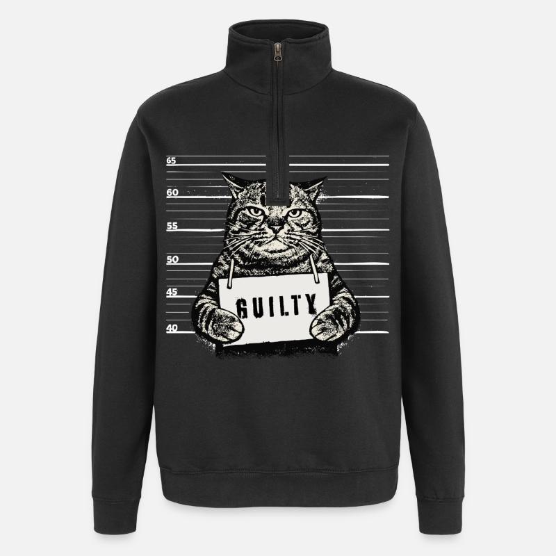 Grim Cat – Mugshot Guilty Design - Quarter-Zip Sweatshirt - black
