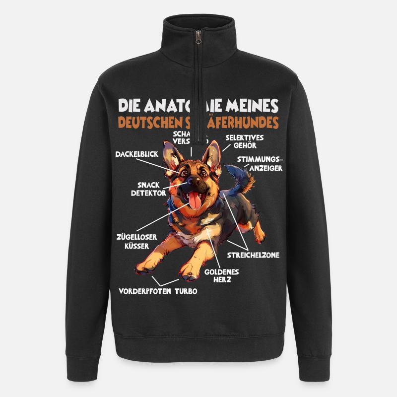 Schäferhund Gassi T Hundehalter Schäferhund - Quarter-Zip-Sweatshirt - Schwarz