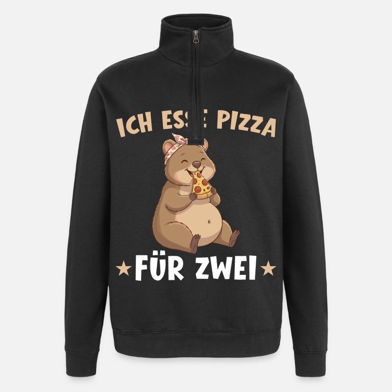 Annonce de grossesse : Maman Pizza Quokka - Sweat à zip 1/4 - noir