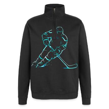 Eishockey Junge Spieler Geschenk - Quarter-Zip-Sweatshirt - Schwarz - Vorne - AI Model Female 172 light (172cm) & AI Model Male 178 dark (178cm)