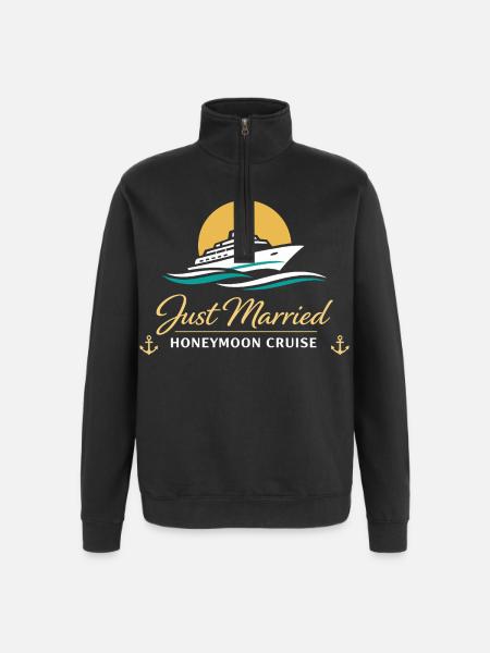 Honeymoon Just Married Gift Couples - Quarter-Zip Sweatshirt - black