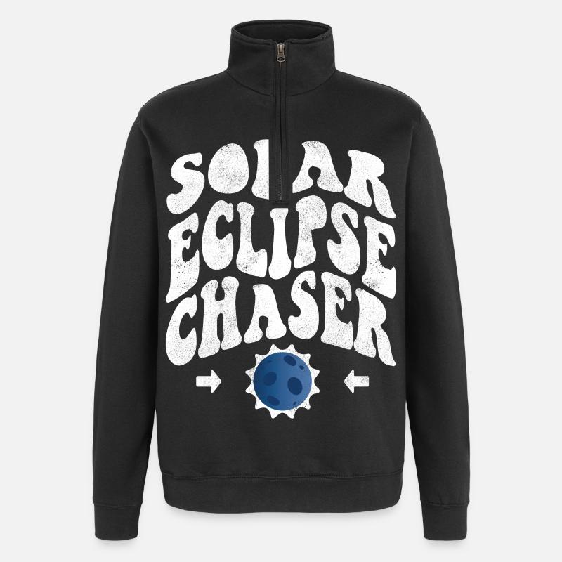 Solar eclipse chaser white - Quarter-Zip Sweatshirt - black