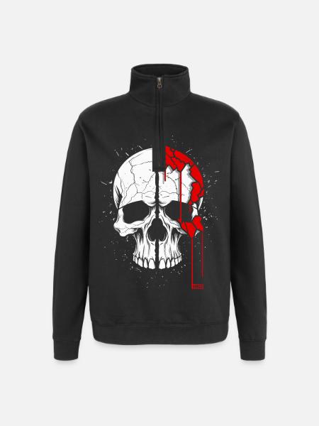 Crâne à effet cool - Sweat à zip 1/4 - noir