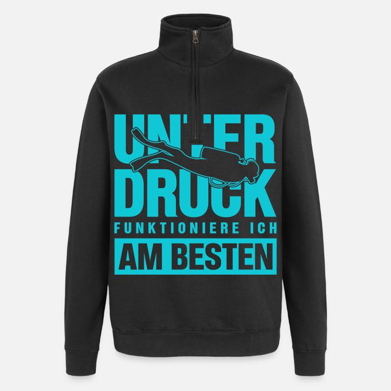 I function best under pressure divers - Quarter-Zip Sweatshirt - black