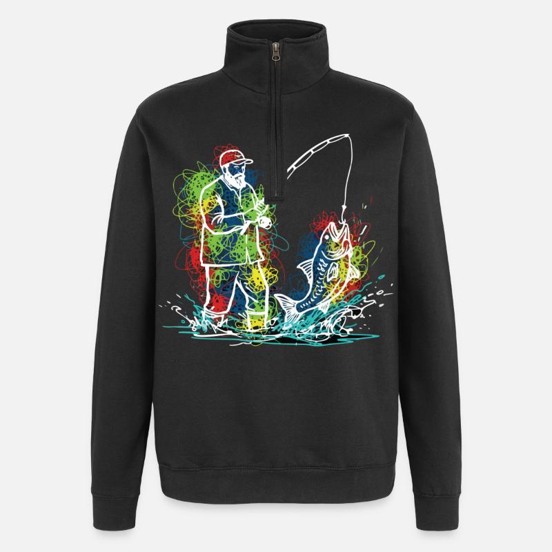 Fischerlegende Fischerfisch - Quarter-Zip-Sweatshirt - Schwarz