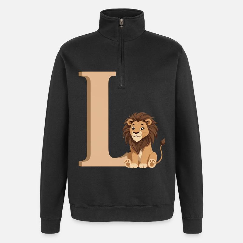 L-Löwe Buchstabe L mit Löwe - Quarter-Zip-Sweatshirt - Schwarz