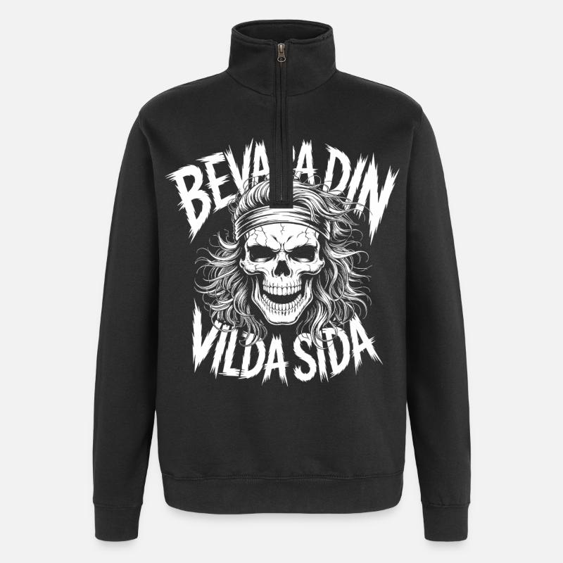 Wild Side Dödskalle - Tröja med 1/4-dragkedja - svart