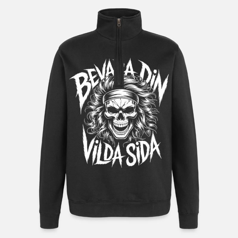 Crâne du Côté Sauvage - Sweat à zip 1/4 - noir