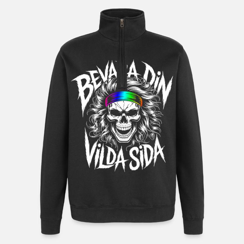 Wild Side Skull - Quarter-Zip-Sweatshirt - Schwarz