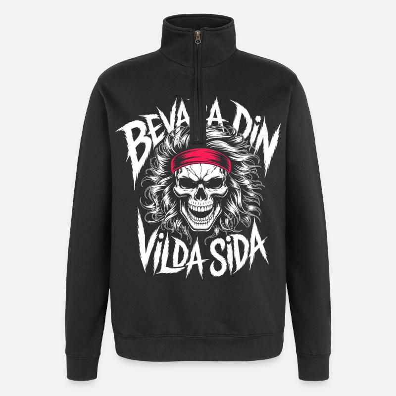 Crâne du Côté Sauvage - Sweat à zip 1/4 - noir