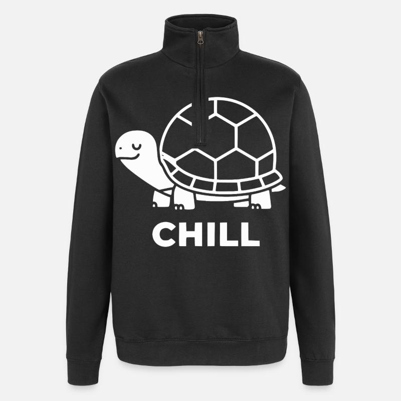 Chill Schildkröte Linienkunst - Quarter-Zip-Sweatshirt - Schwarz