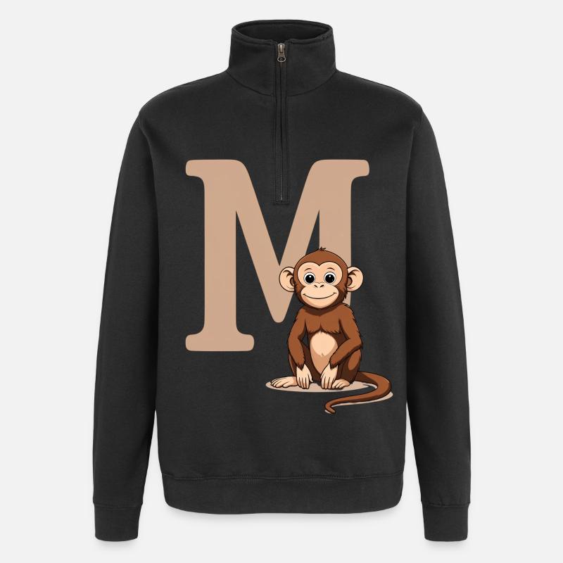 MonkeyM Design mit Großbuchstabe M - Quarter-Zip-Sweatshirt - Schwarz