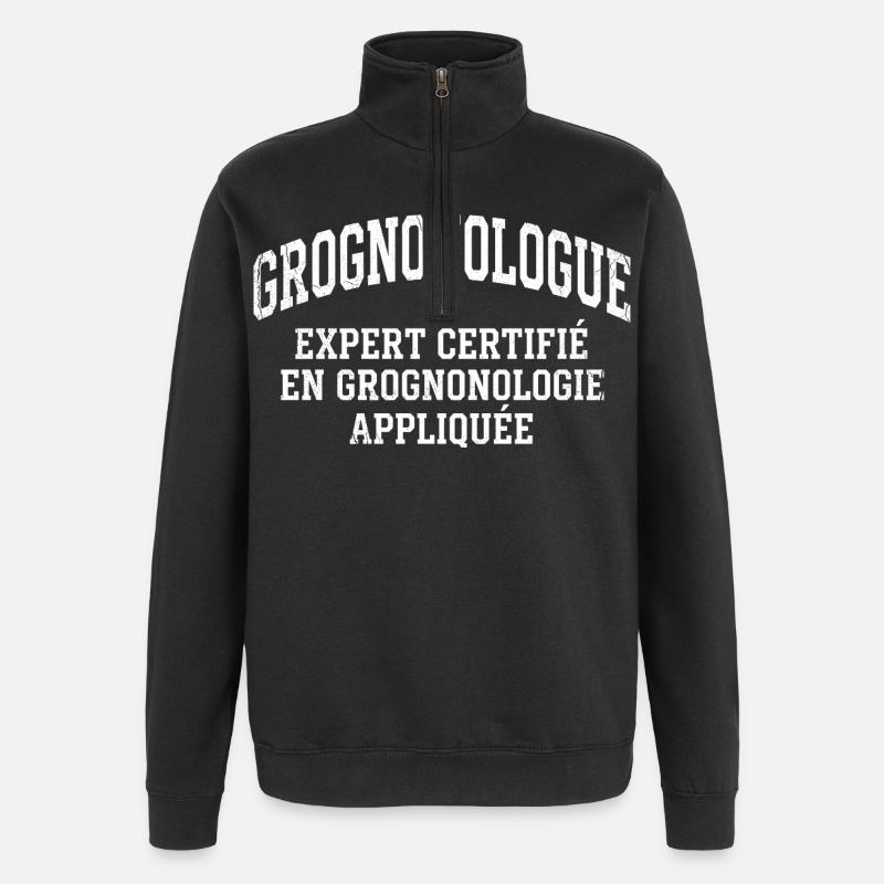 Grumpy Humor Complainer Grognonologist - Quarter-Zip Sweatshirt - black