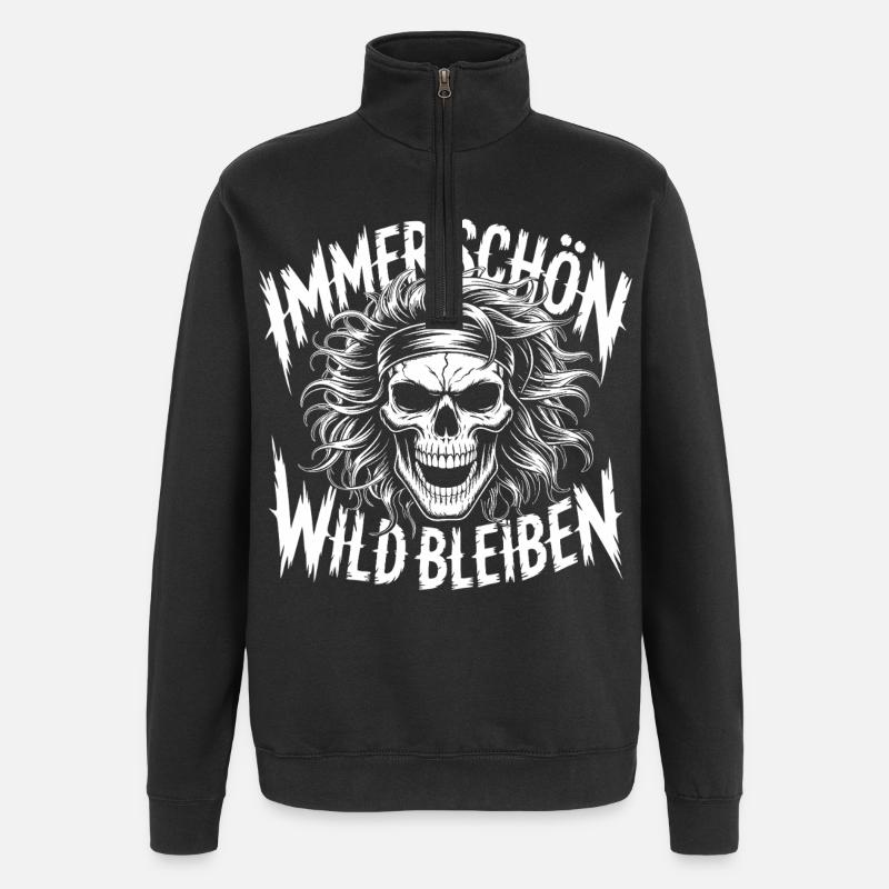 Crâne Toujours Reste Sauvage - Sweat à zip 1/4 - noir
