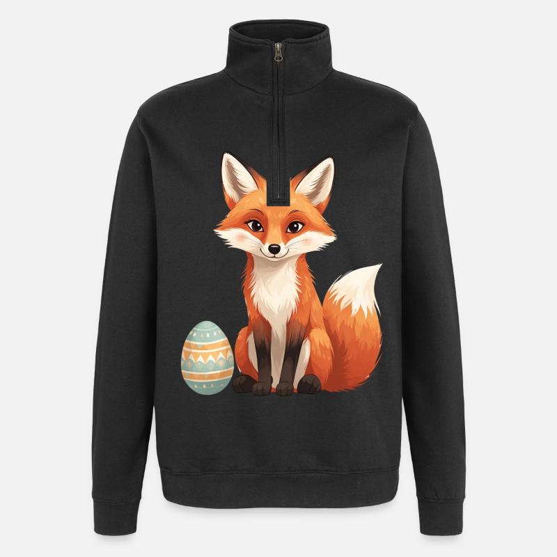 Easter fox with soft style - Quarter-Zip Sweatshirt - black