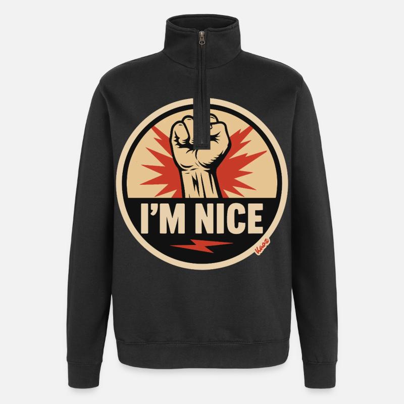 Déclaration de « Je suis gentil » - Sweat à zip 1/4 - noir