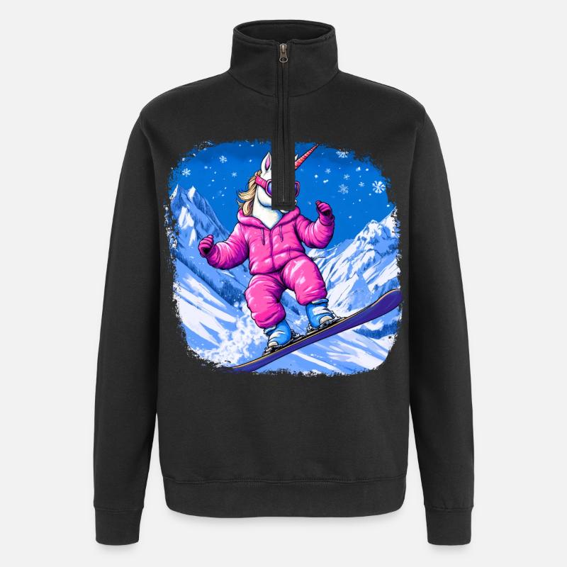 Einhörner Snowboard - Quarter-Zip-Sweatshirt - Schwarz