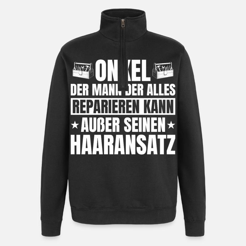 Onkel Handwerker Glatze Haaransatz Lustig - Quarter-Zip-Sweatshirt - Schwarz