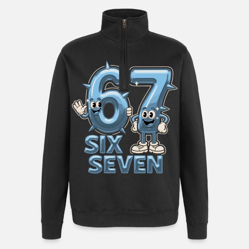 67 Six Seven Y3K Esthétique Mème - Sweat à zip 1/4 - noir