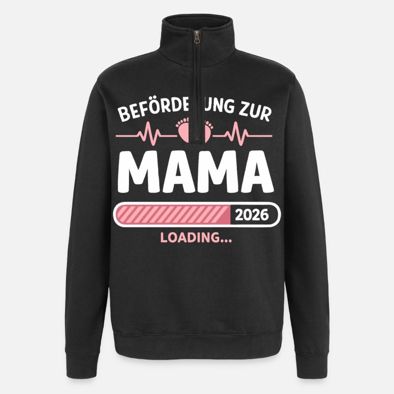 Mom 2026 Loading Promotion Gift - Quarter-Zip Sweatshirt - black