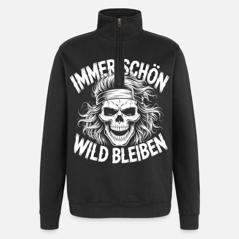 Always Stay Wild Skull - Quarter-Zip Sweatshirt - black