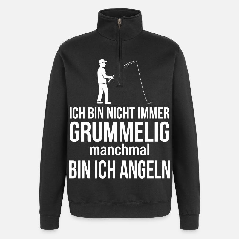 Not always grumpy, sometimes fishing - Quarter-Zip Sweatshirt - black