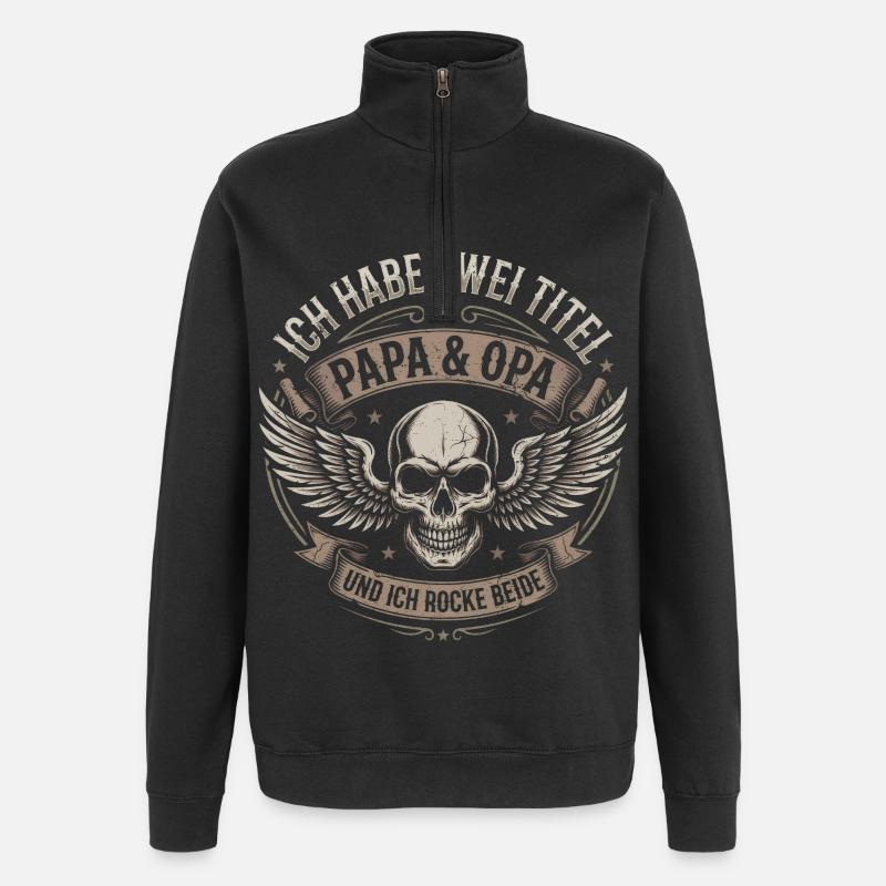 Papa & Opa: Zwei Titel - Quarter-Zip-Sweatshirt - Schwarz