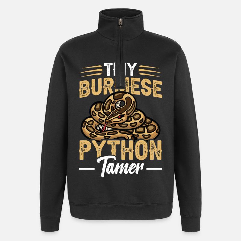 Python-Tamer-Schlangen-Terrarium-Reptilienhüter - Quarter-Zip-Sweatshirt - Schwarz