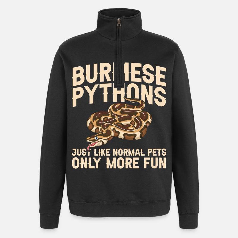 Burmesische Python liefert Schlangenliebhaber-Reptilienpfleger - Quarter-Zip-Sweatshirt - Schwarz