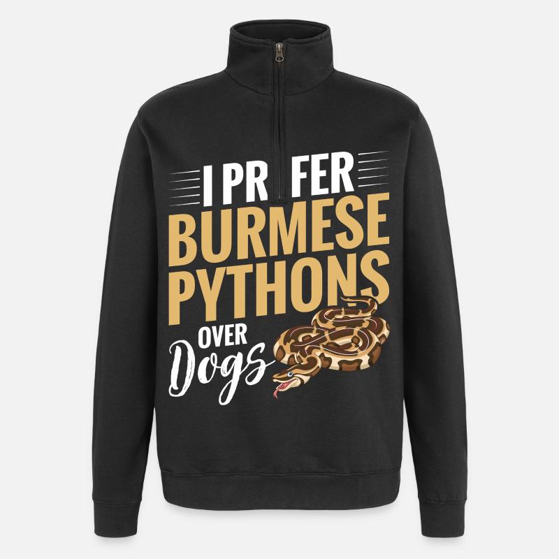 Burmesischer Python-Stoff Reptilien-Foos-Schlangenbesitzer - Quarter-Zip-Sweatshirt - Schwarz