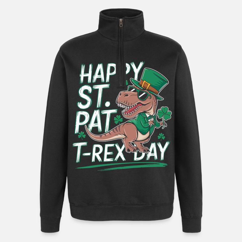 Chapeau de T-Rex de Saint-Patrick - Sweat à zip 1/4 - noir