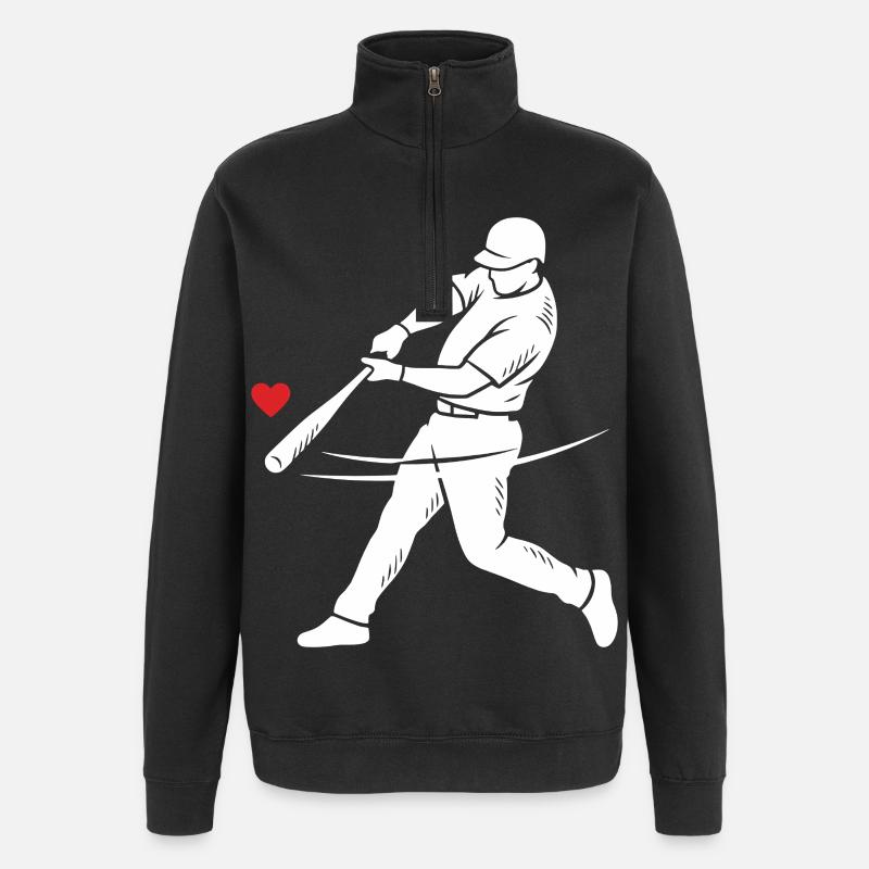 Baseball Schlagmann Silhouette Herz - Quarter-Zip-Sweatshirt - Schwarz