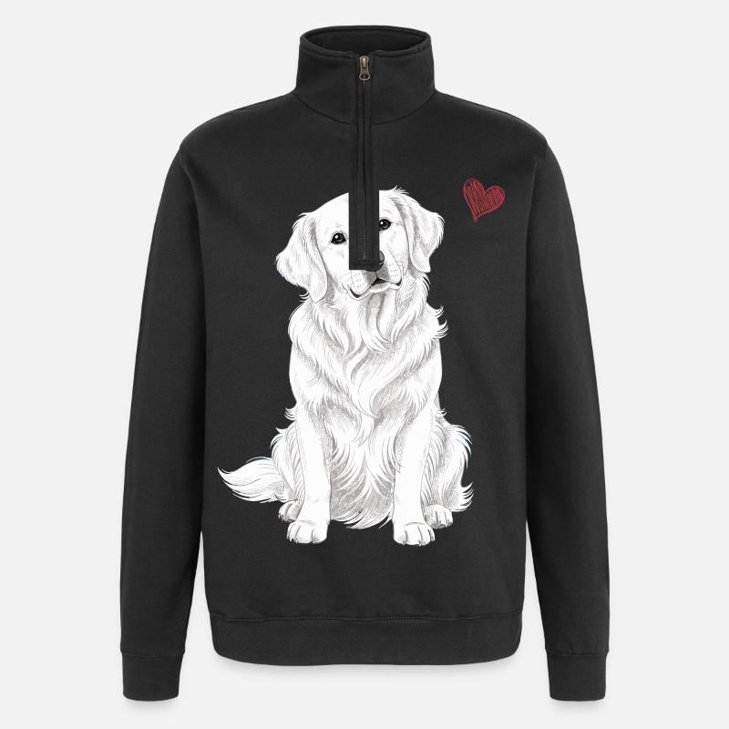 Golden Retriever anglais blanc crème - Sweat à zip 1/4 - noir