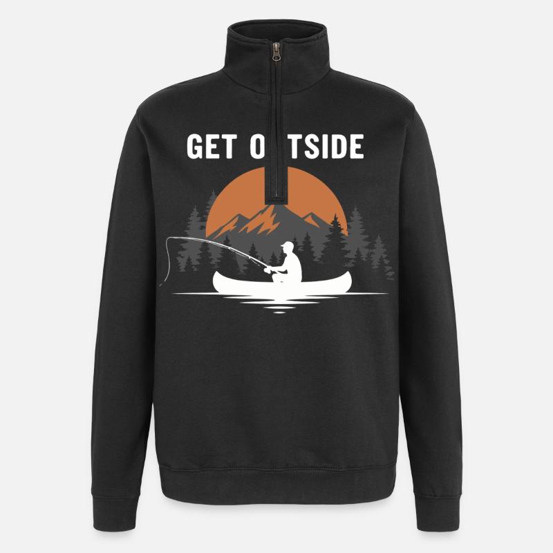 Fishing River Canoe Get Outside - Quarter-Zip Sweatshirt - black