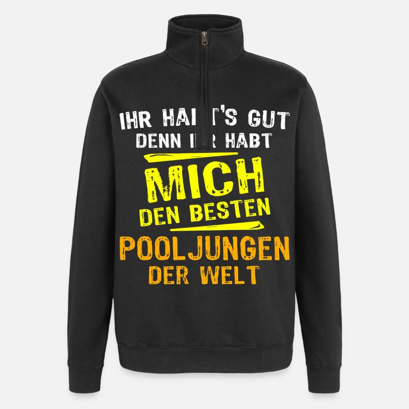 Pooljunge Geschenk - Quarter-Zip-Sweatshirt - Schwarz