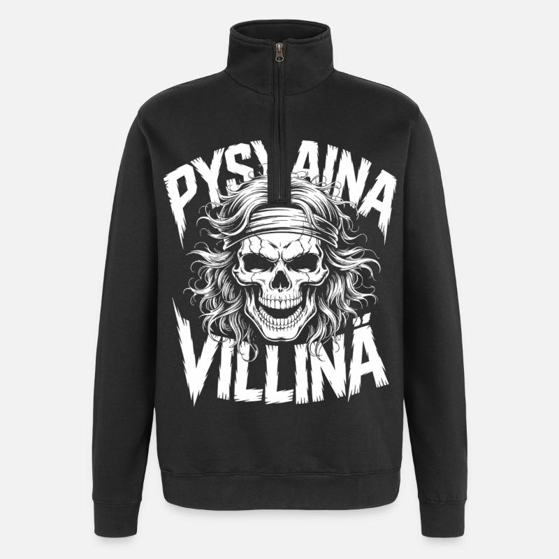 Wildschädel-Design - Quarter-Zip-Sweatshirt - Schwarz