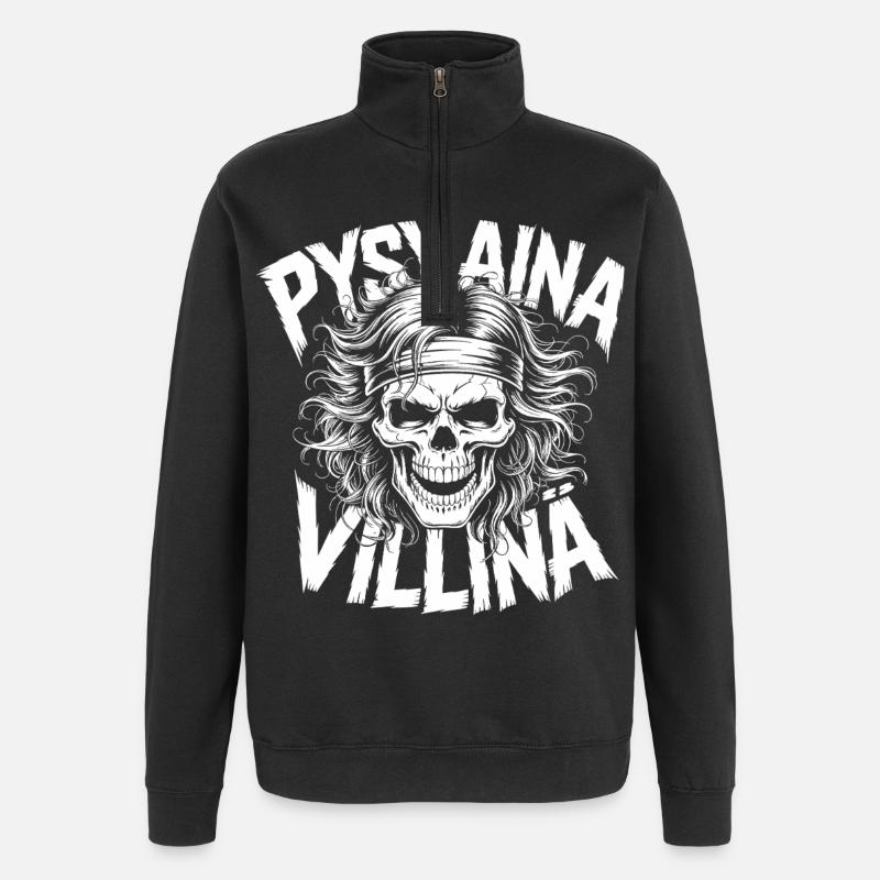 Conception du crâne sauvage - Sweat à zip 1/4 - noir