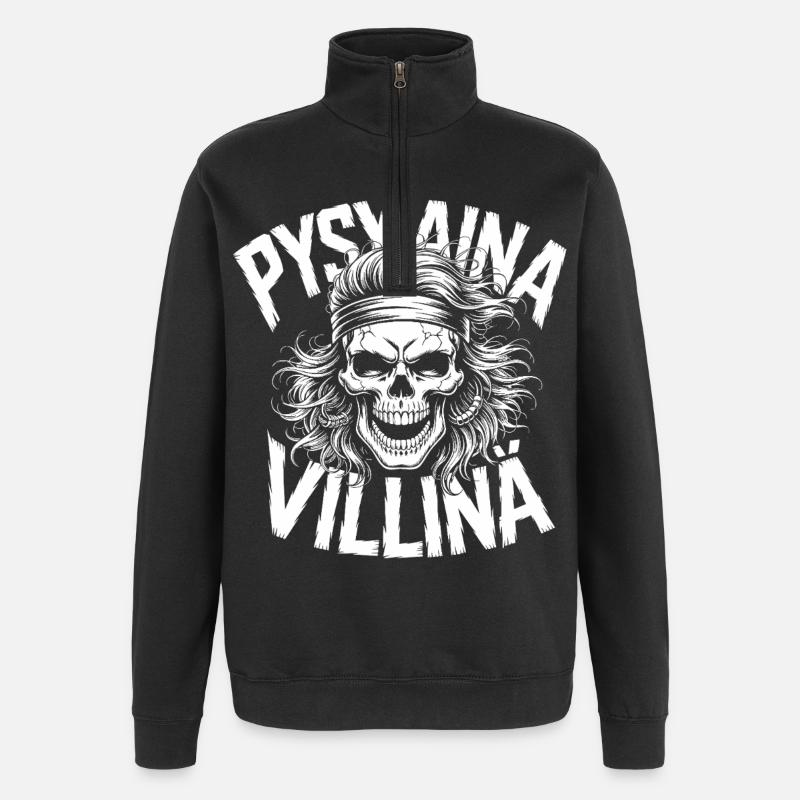 Wild Skull Design - Quarter-Zip Sweatshirt - black