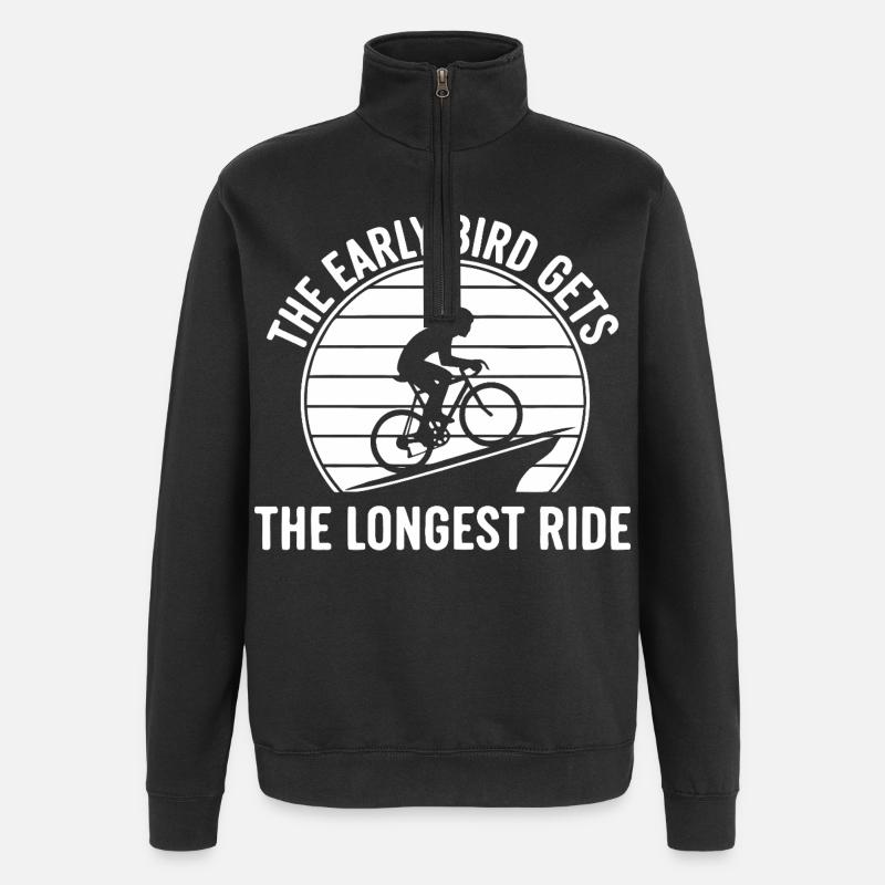 Frühaufsteher Rennradfahrer - Quarter-Zip-Sweatshirt - Schwarz
