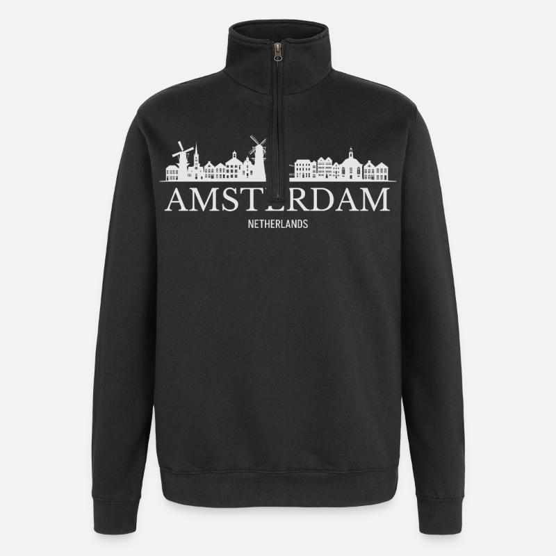 Amsterdam skyline, Amsterdam Netherlands - Quarter-Zip Sweatshirt - black