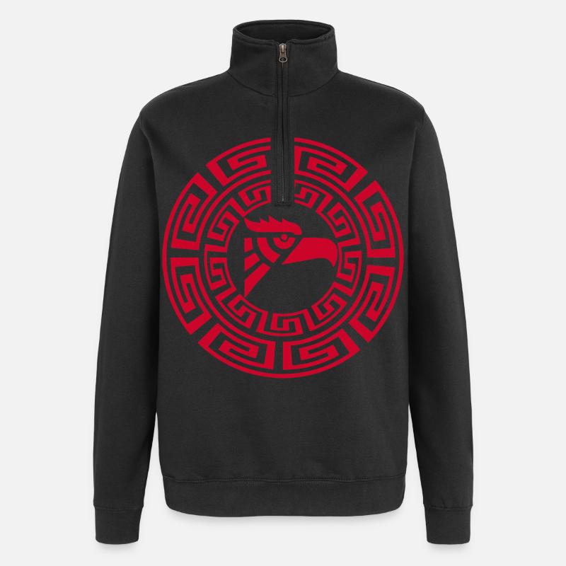 Roter Adler-Emblem - Quarter-Zip-Sweatshirt - Schwarz