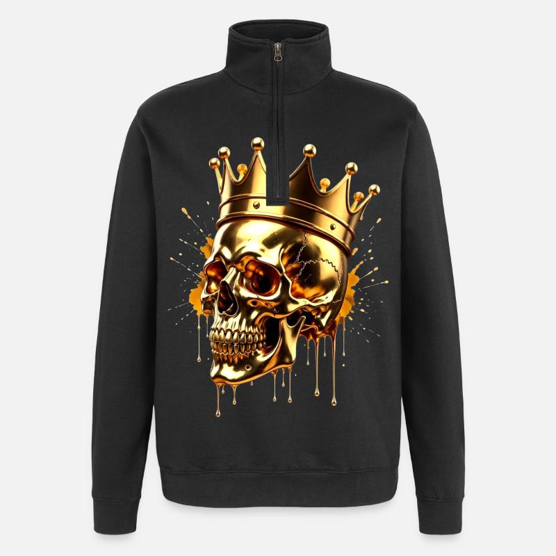 CRÂNE IMPÉRIAL DORÉ - Sweat à zip 1/4 - noir