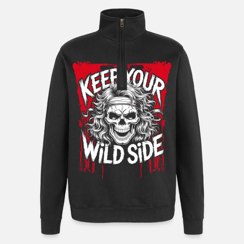 Keep your wild side - Quarter-Zip Sweatshirt - black