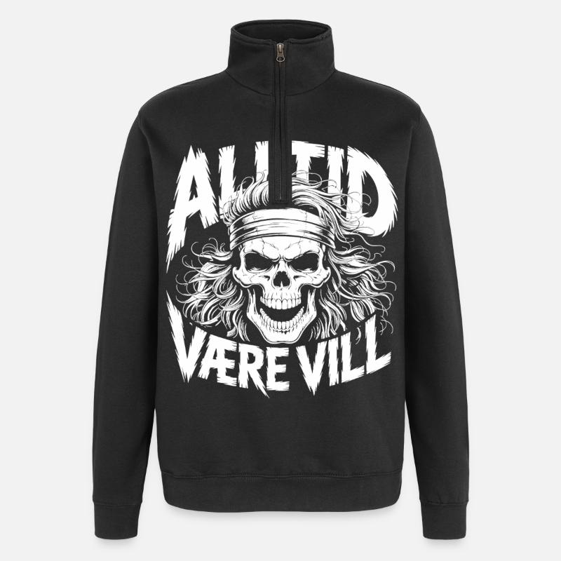 Bleib wild, Schädel - Quarter-Zip-Sweatshirt - Schwarz